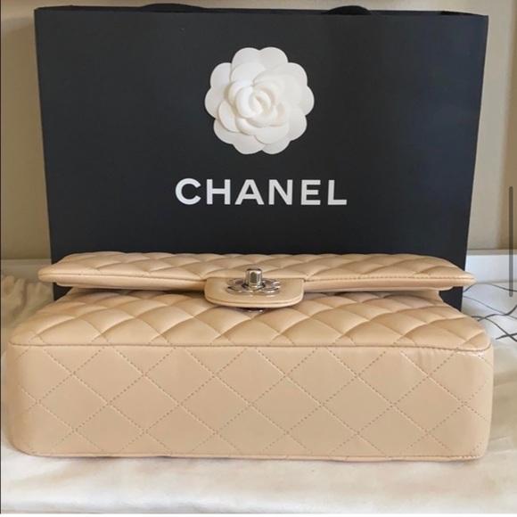 CHANEL CLASSIC LAMBSKIN DOUBLE FLAP MEDIUM BAG - Picture 7 of 14